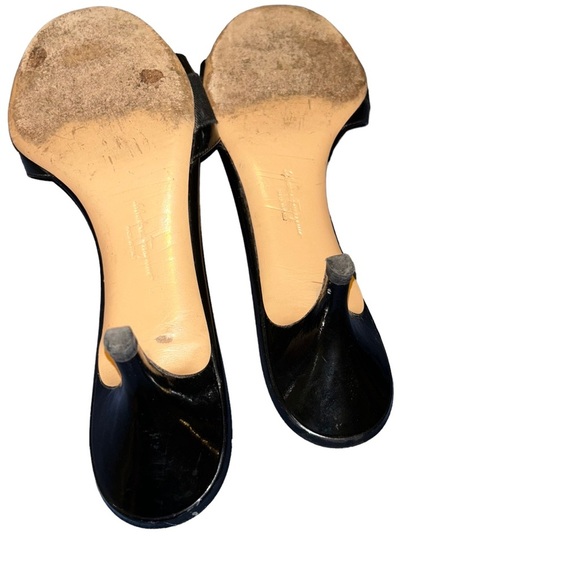 Salvatore Ferragamo Glory Bow Kitten slipper Heels Sandals black slides size 10 - Picture 2 of 7